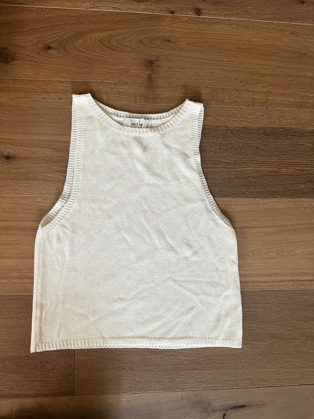 Sleeveless Knit Crop Top in Cream